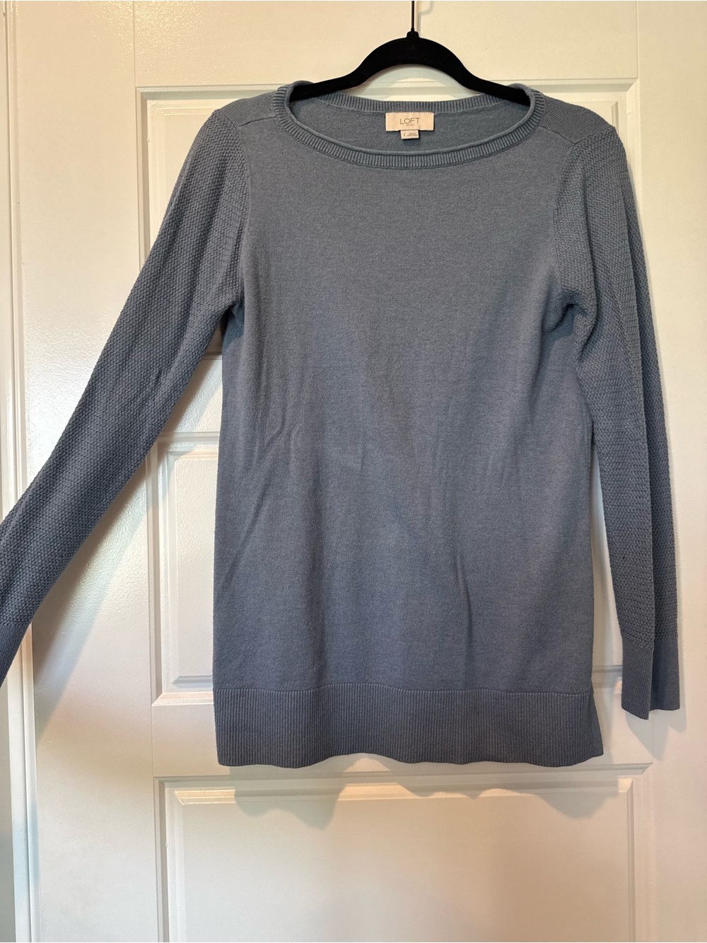 LOFT Dusty Blue Long Sleeve Crewneck Sweater